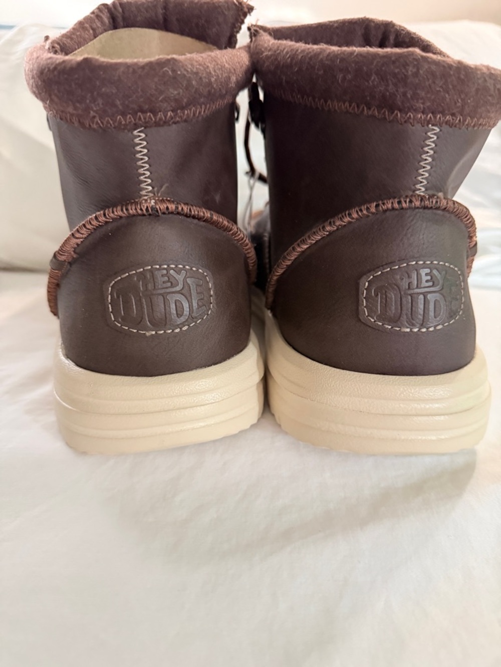Hey Dude Men's Dark Brown Lace-Up Casual Boots with Red-Brown Laces - Picture 3 of 7
